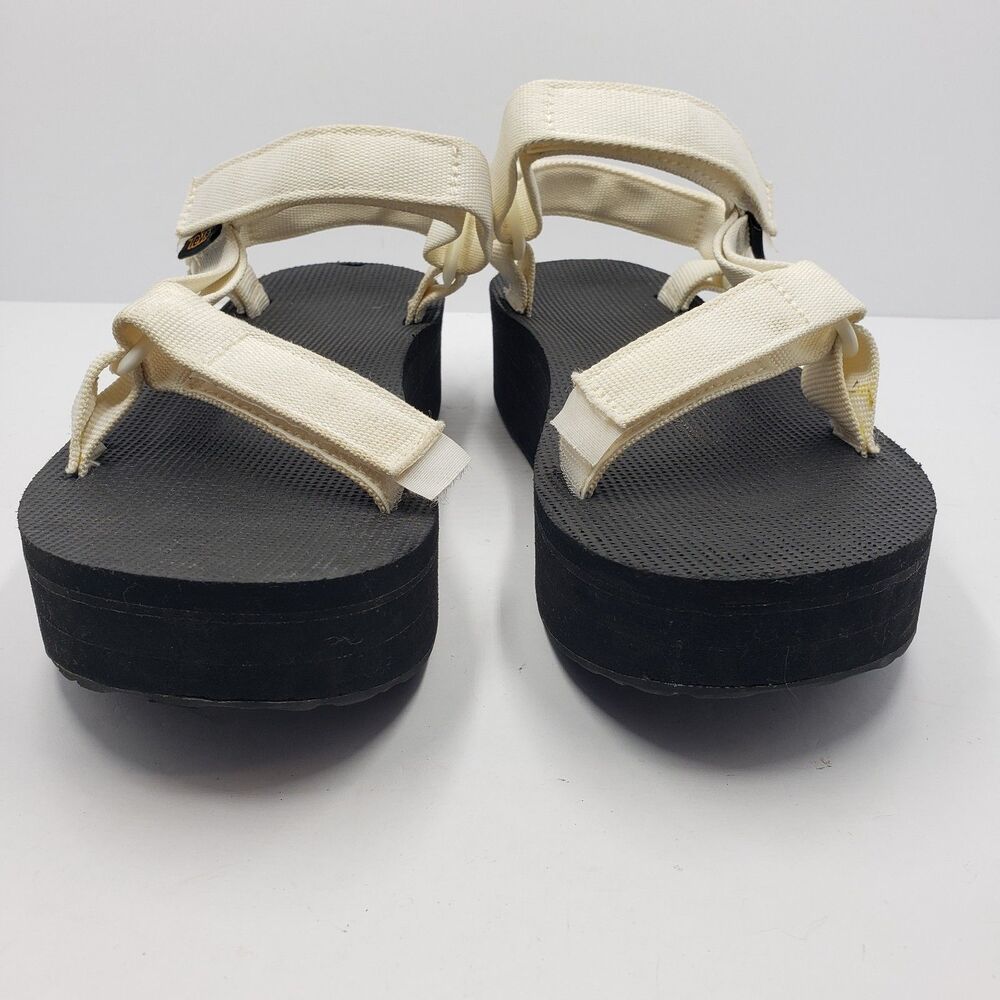 Teva Midform Universal Platform Sandals Womens 8 White Black Strappy Retro - Picture 11 of 14